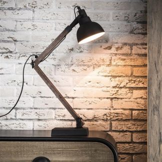 Tafellamp vintage Hout/Zwart 60W/E27