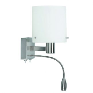 HighLight Wandlamp Economy +Glas 9W + 1W LED Staal